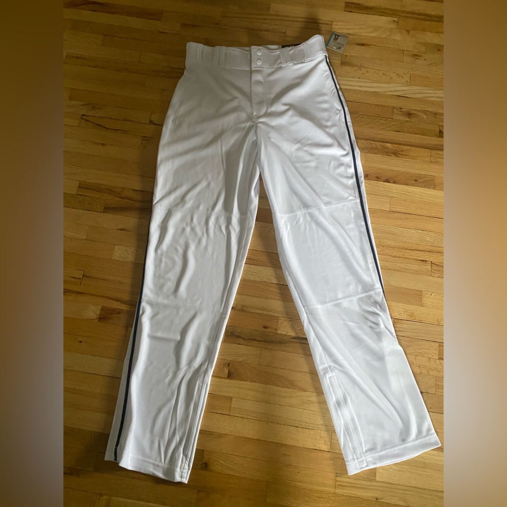 NEW w/ Tags Mens Medium Champro Open Bottoms white with navy piping